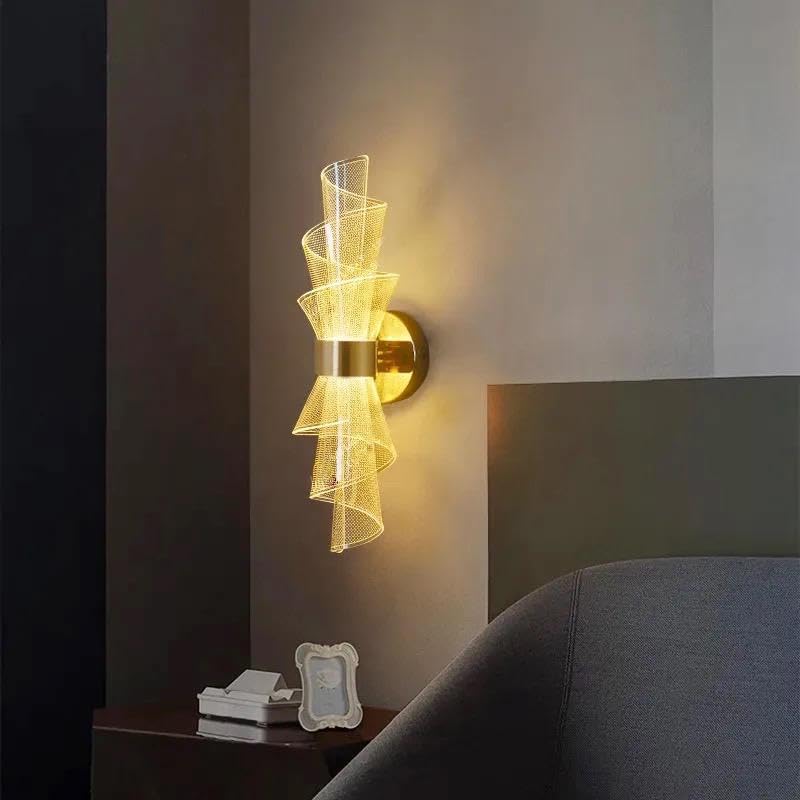 Image of blissbells Modern Designer LED Wall Light for Home Decor | Decorative Spiral Metal Wall Lamp with Warm White Light | Luxury Indoor Wall Sconce for Living Room, Bedroom & Hallway