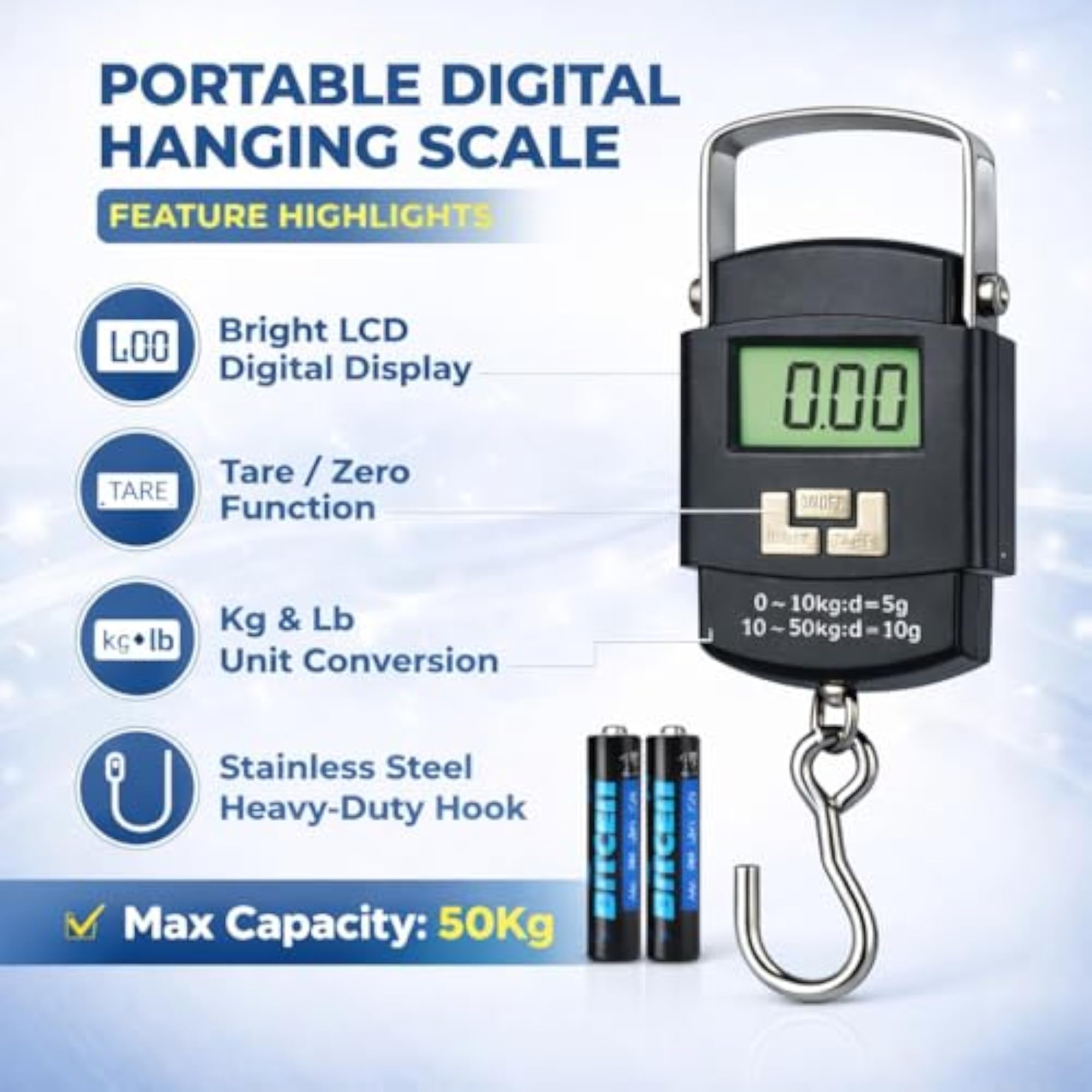 50kg Digital Hanging Scale for Luggage