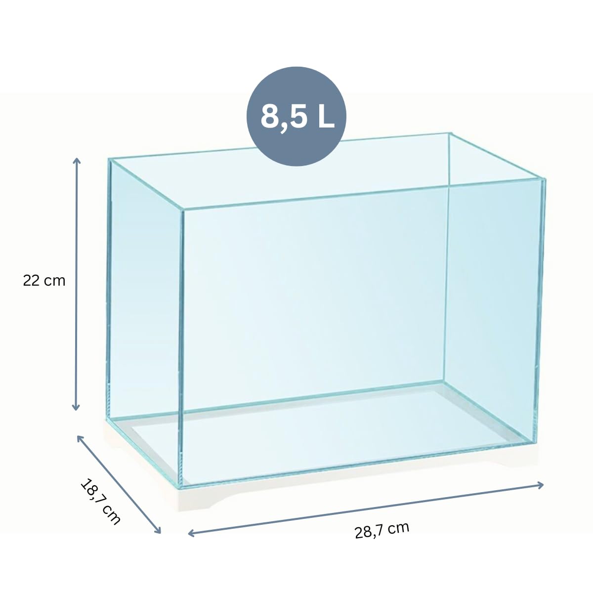 Aquariumline acquario aperto in vetro extrachiaro 8,5L cm28,7x18,7x22h