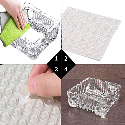 Self Adhesive Cabinet Door Bumpers 100 Pcs 1/2” Diameter Clear Adhesive Bumper Pads Quiet Gel Bumpers Transparent Rubber Feet Wall Protectors for Drawers Glass Tops Picture Frames Small Furniture