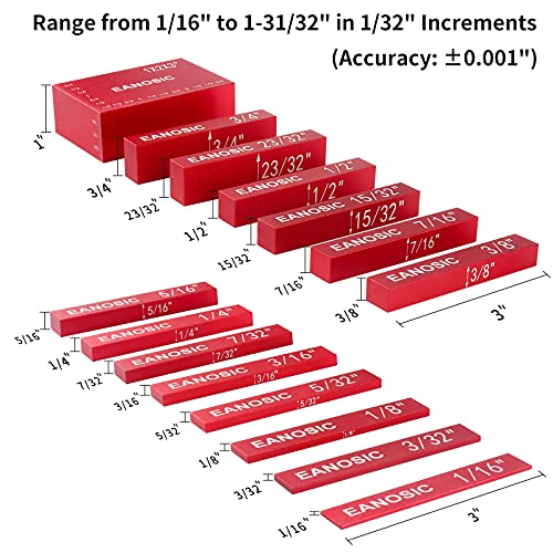 EANOSIC Setup Blocks Height Gauge Set, 15pcs Precision Aluminum Setup Bars for Router and Table Saw Accessories Woodworking Set Up, Bars Include Laser Engraved Size Markings - Image 3
