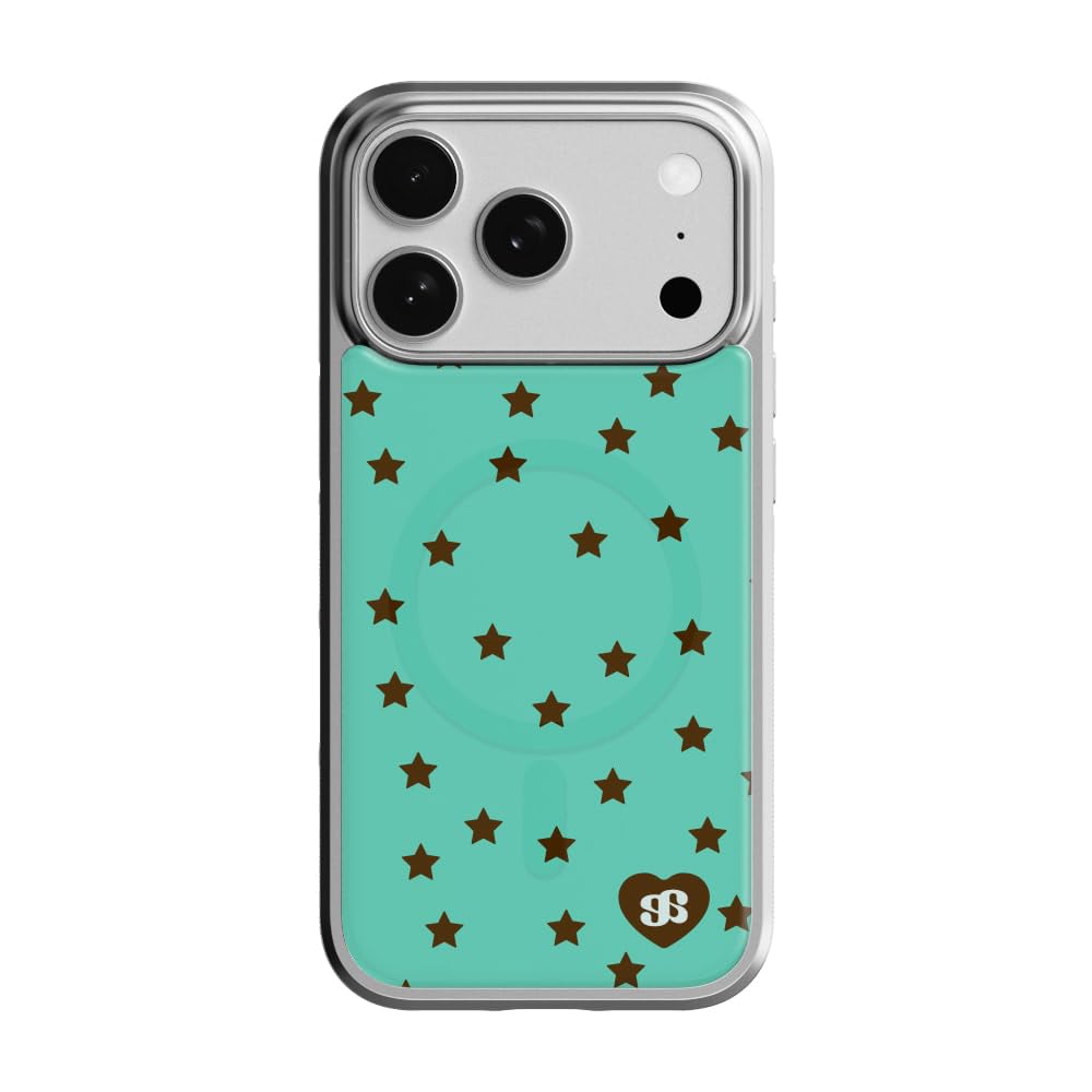 Custodia magnetica per iPhone 17serie, sottile, sottile, antigraffio, in morbido TPU, antiurto, protezione dalle cadute, design carino (resina epossidica Magsafe) (Mini Star turchese, iPhone