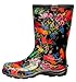 Sloggers Waterproof Garden Rain Boots for Women - Cute Mid-Calf Mud & Muck Boots with Premium Comfort Support Insole, (In Fields Black), (Size 7)