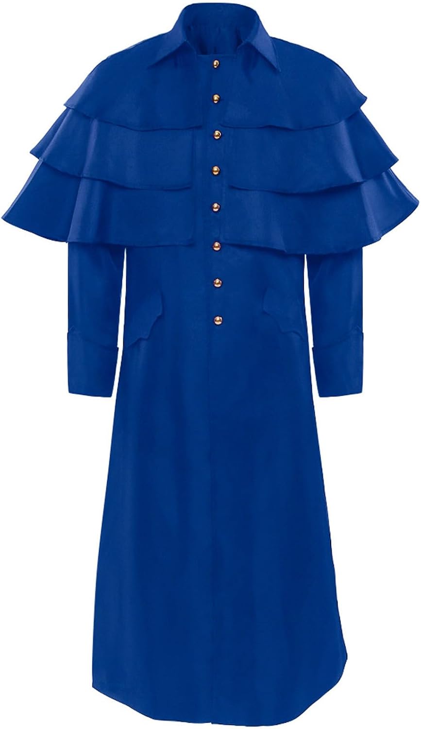 Men's Pastor Cloak Coats, Medieval Retro Lapel Collar Court Costumes Stage Wear Solid Color Retro Slim Fit Jackets