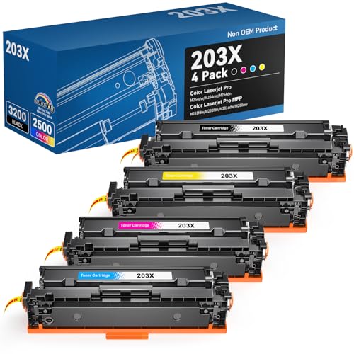 colorfly 203X CF540X Toner Cartridge Compatible for HP 203X 203A CF540X/CF541X/CF542X/CF543X as Replacement with Color Laserjet Pro M254dw/M254nw/M254dn MFP M281fdw/M281fdn/M281cdw/M280nw (4 Pack)