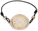 Durchmesser Anhänger: 2,9 cm styleBREAKER Armband mit Ornament Anhänger, Strass besetzt, Schmuckperlen und Gummizug, Schmuck, Damen 05040123, Farbe:Gold