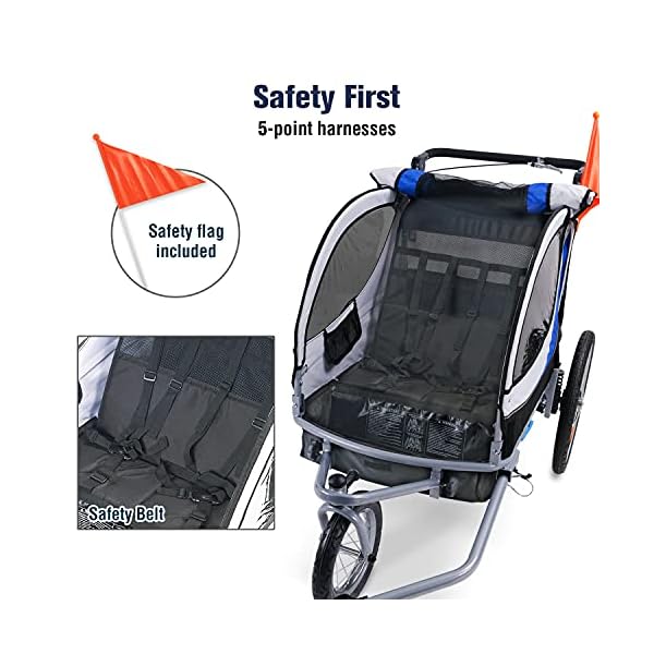 Drehbar Kinderanhänger 2 in 1 Fahrradanhänger für Kinder Jogger – Bild 7
