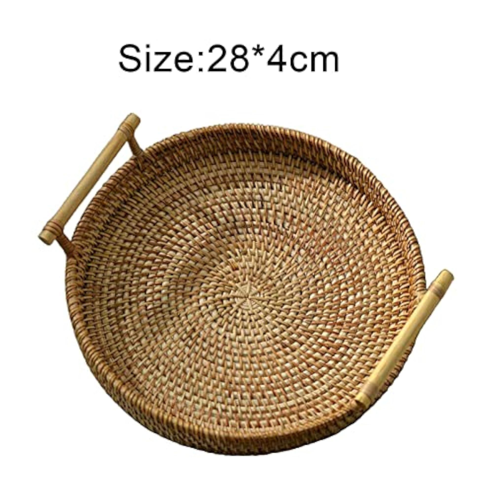 Handwoven Bread Basket Wicker Storage Tray, 28x4cm