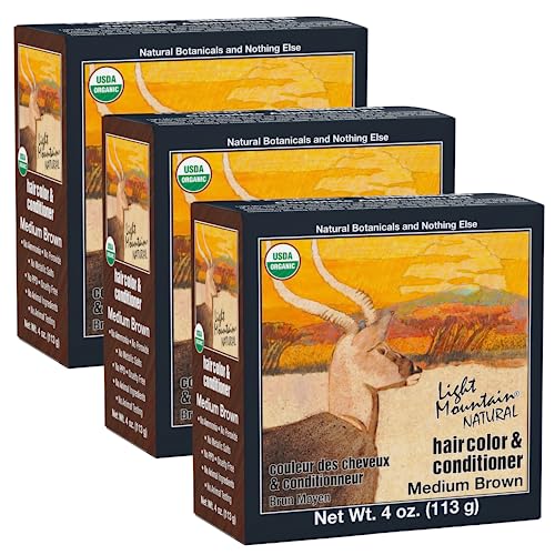 Light Mountain Natural Hair Color & Conditioner Medium Brown 4 oz (113 g) (Pack of 3)