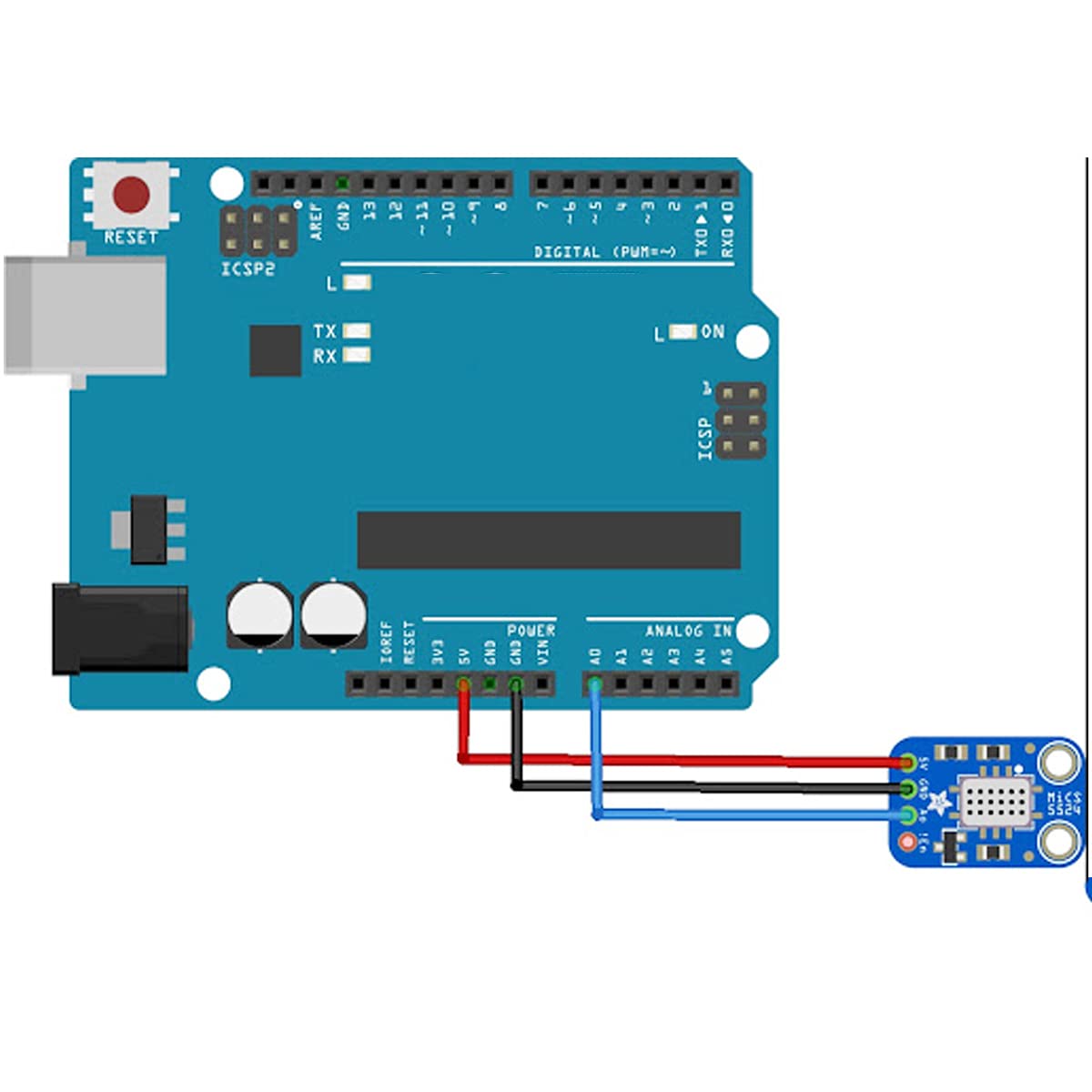 1 STK. MiCS5524 Kohlenmonoxid, Wasserstoff, Methan MICS5524 Detektionsmodul mit Dupont Kabel für Arduino Raspberry Pi