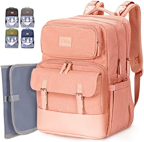 PILLANI Diaper Bag Backpack, Baby Bag for Boys & Girls,Diaper Backpack,Large Baby Diaper Bag for Mom & Travel w/Changing Pad