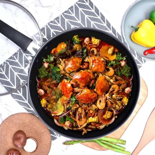 Wok de aleación de aluminio verde con tapa de vidrio 28 cm miniatura 2