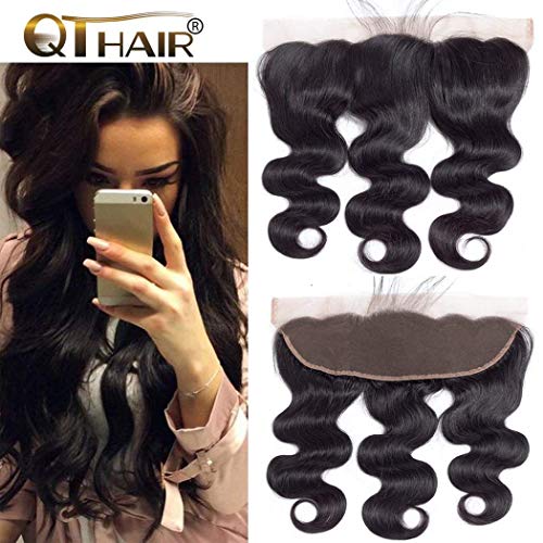 QTHAIR 10A Brazilian Body Wave Ear To Ear 13x4" Full Lace Frontal Closure (20inch,Free Part) Body Wave Brazilian Human Hair Lace Frontal Closure With Baby Hair