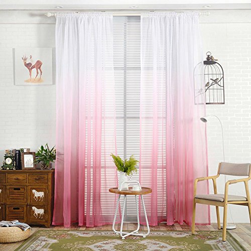 Lot de 2 Rideaux pour chambre d'enfant avec pompons Lilo - Rose - 38.83