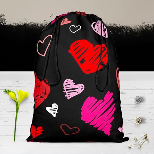 Image of ArtzFolio Love Heart | Reusable Sack Bag | Bag for Gym, Storage, Vegetable & Travel