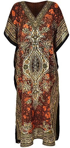 Caftano lungo da donna, in tessuto stampato e