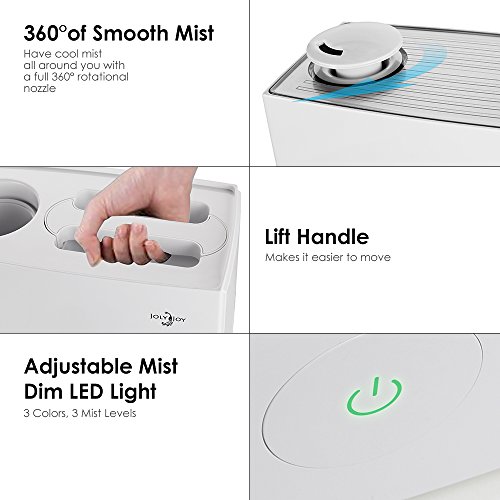 Joly Joy Luftbefeuchter Ultraschall Humidifier mit kühlem Dampf zur Verbesserung des Raumklimas, Weiß (4L)-5