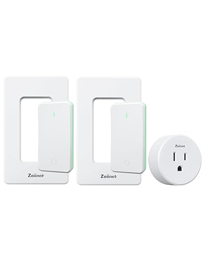 Zoiinet Enchufe de salida de control remoto con 2 interruptores, diseño de hebilla e interruptor de luz inalámbrico extraíble, no necesita cableado,