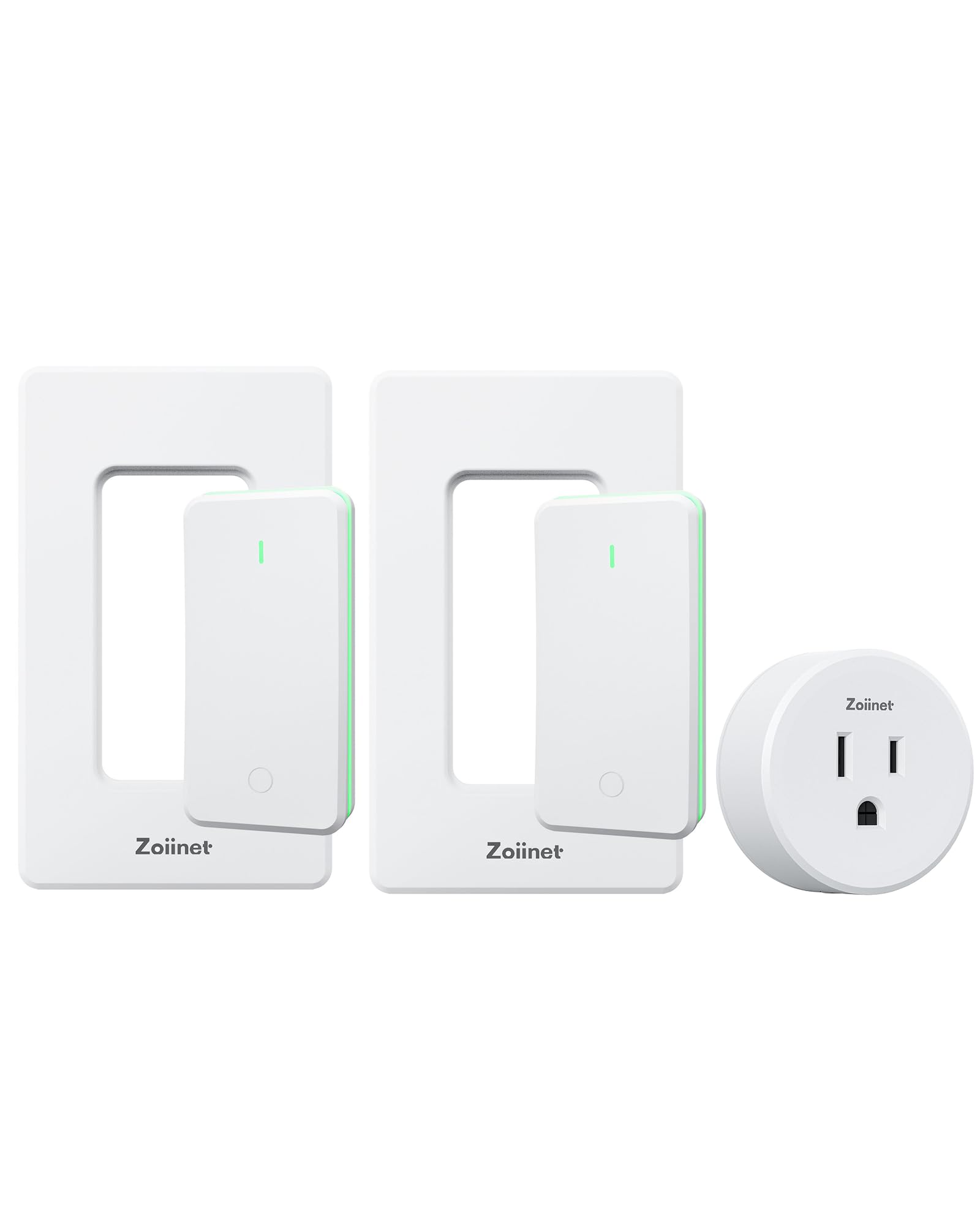 Zoiinet Remote Control Outlet Plug with 2 Switches, Buckle Design & Removable Wireless Light Switch, No Wiring Needed, 300 ft, 15A/1500W, Programmable