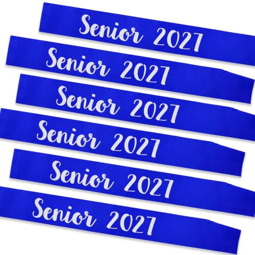 KETAOO 6PCS Senior 2027 Sash Royal Blue, Glitter Letter Cheerleader Grad Senior Sashes for Senior Nigth Photo Props Graduations or Homecoming Party Decorations