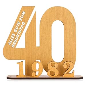 AIMKAP Holzschild Gästebuch aus Buche, Deko Zahlen 40 Jahre mit Nummer, Gästebuch Geburtstag für Männer und Frauen