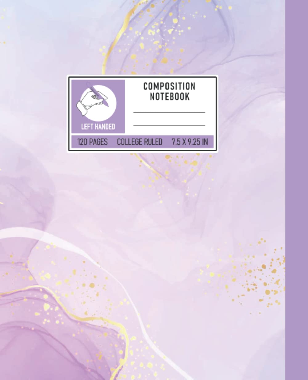 Left Handed Notebook: Left Handed Wide Ruled Composition Notebook, Pretty Gold Pink Liquid Marble Notebook for Lefties, Students, Boys, Girls, Kids (