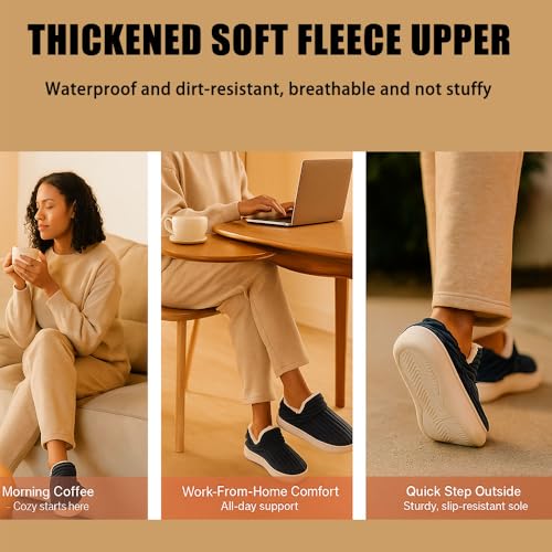 Pluffi Slipper for Men & Women –Plush Fleece Lining Memory Foam Cushioning Machine Washable Non-Slip Indoor Outdoor Sole4