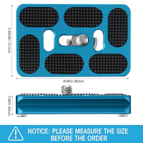 Placa de liberación rápida Frienda PU60 azul con tornillo de 1/4 para trípode de cámara DSLR 2