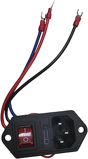 shamjina 10A 250V Power Socket with Fuse Holder Inlet Module Plug with Red Triple Rocker Switch 3 Pin AC Power Socket with Switch Stable Performance