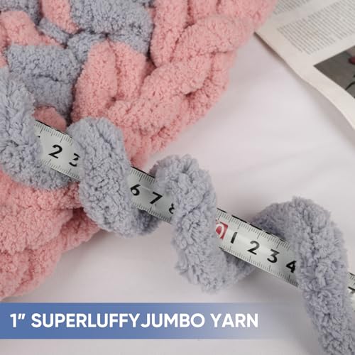 Image of 8 Packs Jumbo Chunky Chenille Yarn - 1820g(64oz) 254 Yards (761ft) Bulky Yarn - Chunky Yarn for Hand Knitting Blanket,Cushions, Pet Bed - Soft and Durable(Rice Grey)