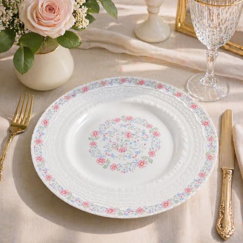 Image of NFI essentials 10.5 Inch Premium Ceramic Dinner Plate, Serving Plate for Main Course, Pasta, Rice, Salad & Meals, Microwave & Dishwasher Safe Kitchen Dinner Plate