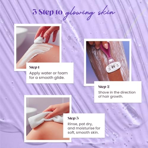 Image of Hyuman On the Go Body Razor Combo + 2 Cartridge Blades /Refill, Aloe Vera + Vit E Lubricated Catridge, Easy hair Removal | Women