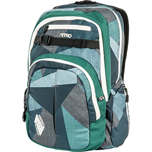 Nitro Chase Rucksack, Schulrucksack mit Organizer, Schoolbag, Daypack mit 17 Zoll Laptopfach, Fragments Green