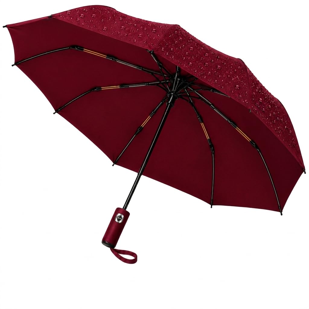 YRK UV Umbrella for Sun Protection – Big 46 Inch Rain, 10 Dual Reinforced Fiberglass Ribs, Windproof 3 Fold Foldable Auto Open Close Compact Travel Umbrella for Men & Women-image-10