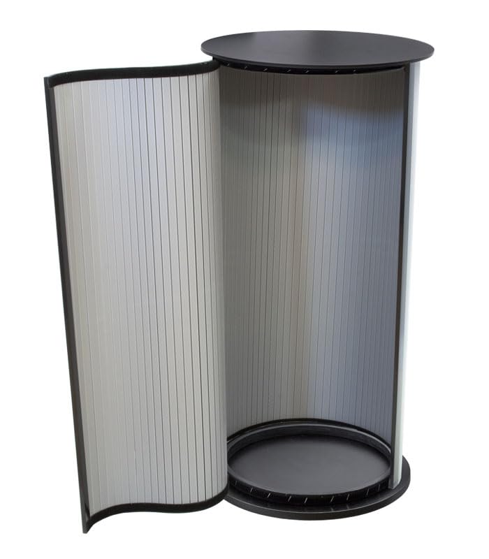 Mostrador de Recepción Publicitario Circular 930 mm | Superficie con Diámetro de 450 mm | Mostrador Promocional Portátil | Soporte Comercial para Ferias, Tiendas y Eventos