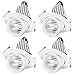 inShareplus Adjustable LED Downlight 10W (75W Equiv), Dimmable, Warm White 3000K-3500K, CRI80, 800LM, 3Inch Recessed Stretchable LED Trunk Light, 4 Pack