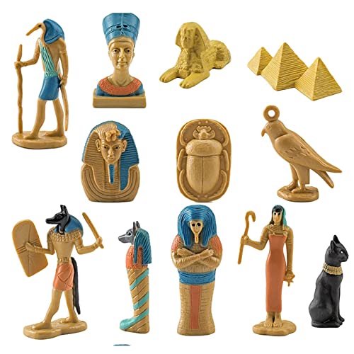 Milageto 12-teiliges Ägypten-Figuren, kleine Statuen, ägyptische...