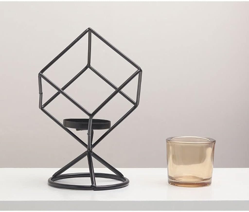 candle-holder Creative Geometric Wrought Iron Glass Candle Holder Decoration Light Luxury Romantic Candle Light Wedding Props Desktop Decorations candlestick, 20010125