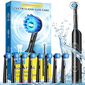 TEETHEORY Rotating Electric Toothbrush for Adults with 8 Brush Heads, Sensitive Gum Care Electric Toothbrush with 3 Modes and 2 Min Smart Timer, Rechargeable Last 60 Days