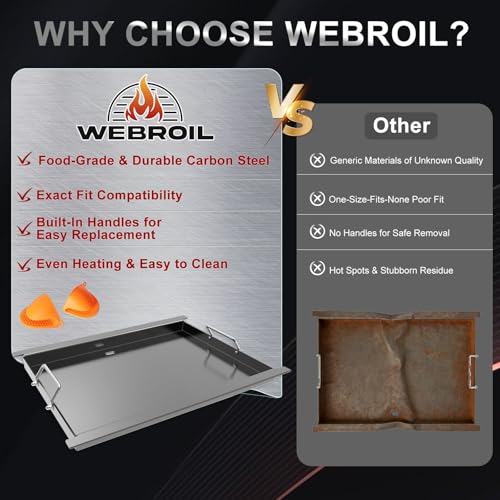 Image of Spirit E-325 Flat Top Griddle Insert for Weber GS4 Spirit II & I 200 Grills, Full Size Griddle Plate for Weber Spirit E-210 S210 E-220 S-220 S-210 S-215 Grill Parts, for Weber 7637 Grates Carbon Steel