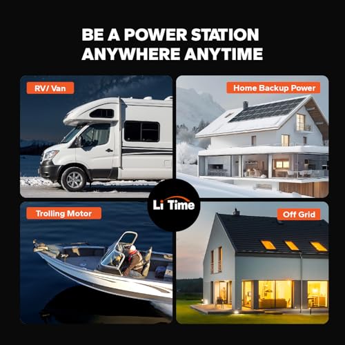 LiTime 12V 100Ah Self-Heating LiFePO4 Lithium Battery with 100A BMS Low Temperature Protection, 1280W Load Power with 4000+ cycles and 10-Year Lifetime Perfect for RV Solar System Home Energy Storage