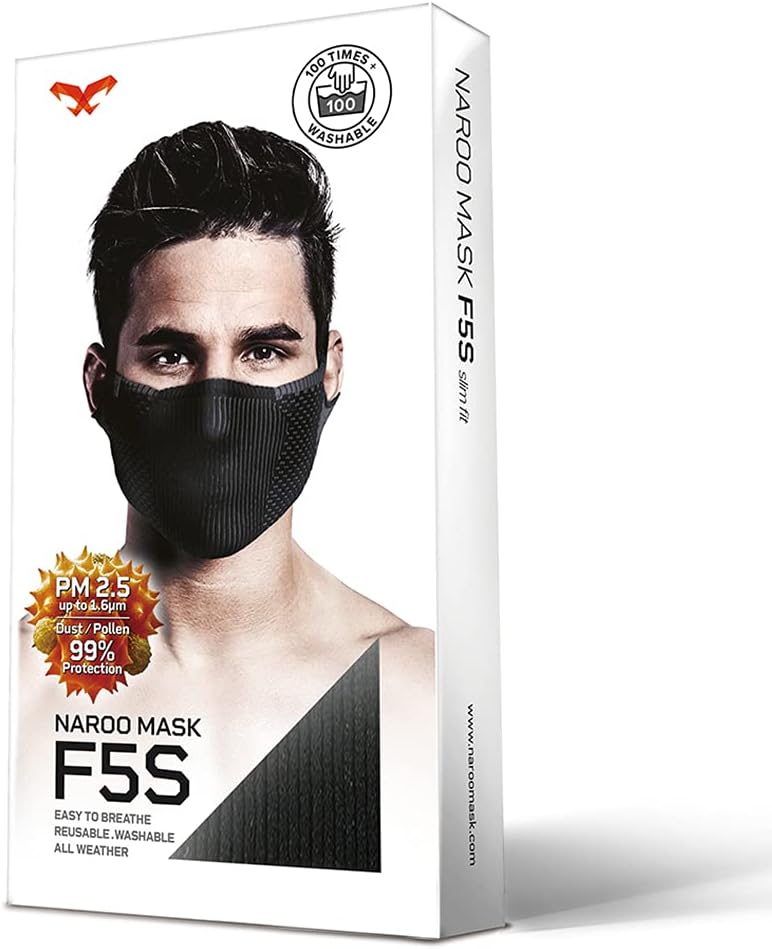 Naroo F5s - 2-in-1 Reversible Reusable Dust Filtering Breathable Pro Sport Face Mask for Running Hiking Biking