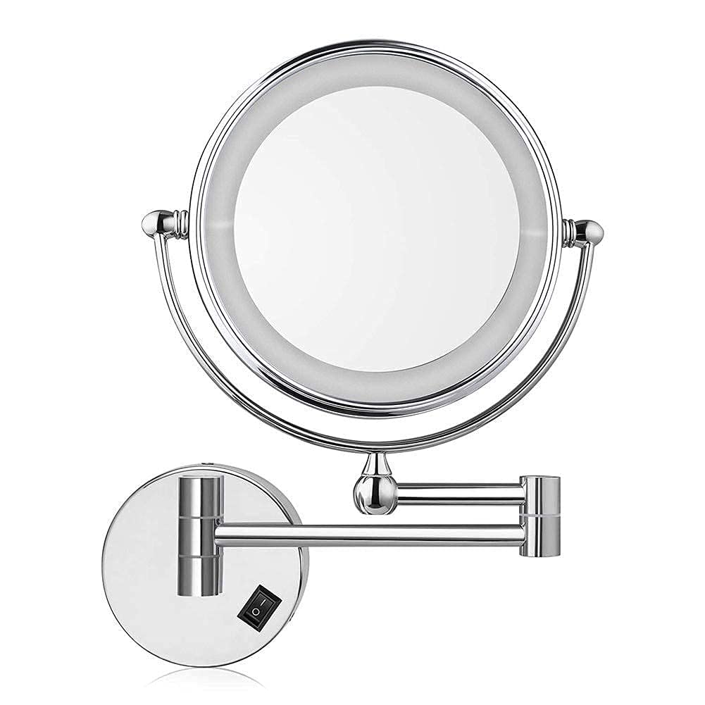 Miroir de salle de bain 8 pouces au design hôtelier avec double face pivotante et loupe 10X