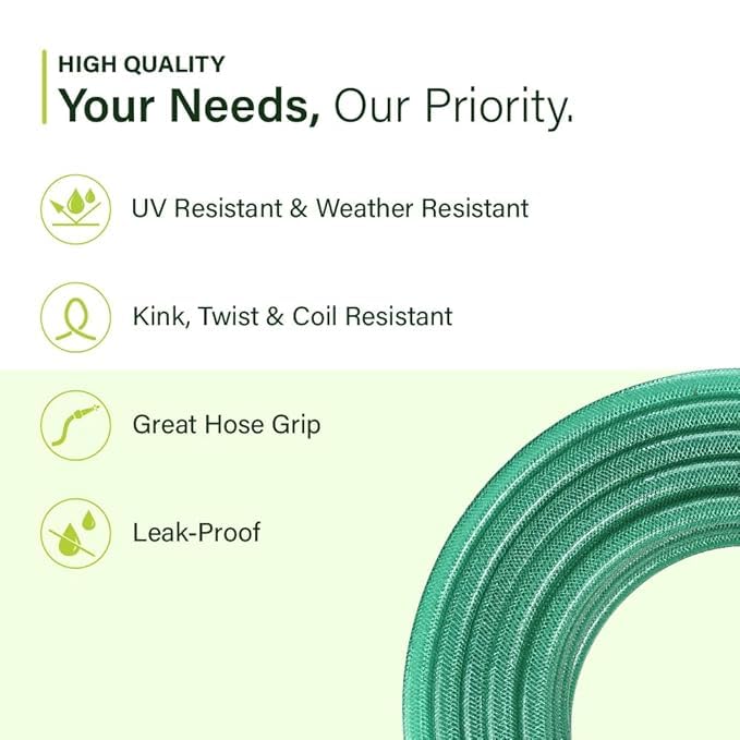 Image of Rama 20 mm (3 /4 inch), braided 3layered 15 mtr(50 feet) pvc water pipe light weight durable flexible heavy duty hose with connectopr and clamps water gardening cleaning