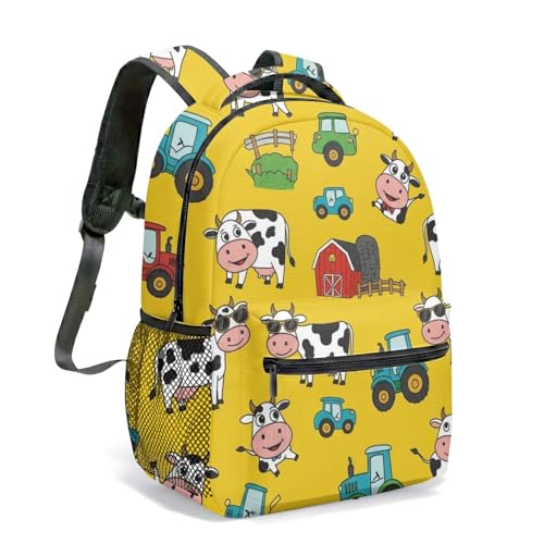 Mochila com estampa de vaca com tema de fazenda de celeiro de 40,6 cm, estampa fofa, designer gráfico, 05, Large, Mochila Tbku