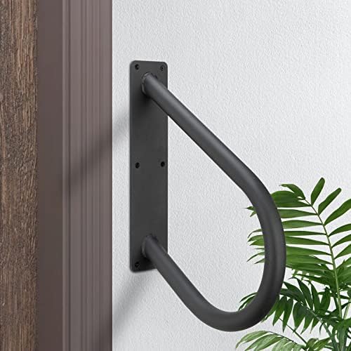 Hand Rails for Outdoor Steps Wall Mount,18" Railings for 1-2 Steps Outdoor Handrail with Matte Black Finished Heavy Duty Grab Bar Safety Stair Hand Railing for Elderly,Pregnant,Disabled(Dia 1.3"Pipe)