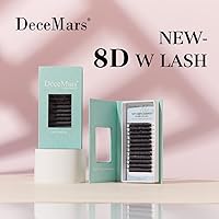 Vista 7 de DeceMars Extensiones de pestañas en forma de W 8D de 0.003 in, rizo C 8-12, bandeja mixta, racimos de volumen de aspecto natural, color negro mate