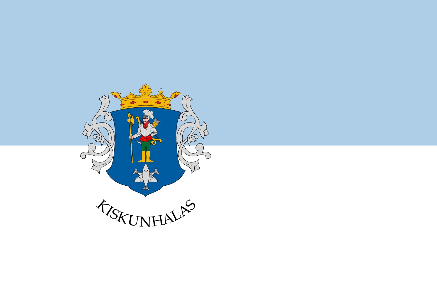 Drapeau Kiskunhalas 1.35m² grand format paysage pour mât extérieur