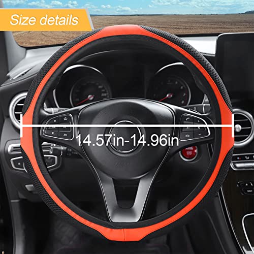 Loyaforba Car Steering Wheel Cover, Universal 14.5-15 Inch, Soft Anti-Slip Neoprene Protector For Steering Wheel, Breathable Odorless And Elastic Stretch, Car Accessory For Suv, Van, Truck (Orange) #TOP1