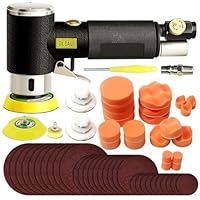 Aolawco 63 in 1 Druckluft Exzenterschleifer Mini Poliermaschine Auto Polierer Set, Exzenter Schleifer Druckluft Winkelschleifer Poliermaschin/polierer Mit Schleifpapier*30 Schwamm*21